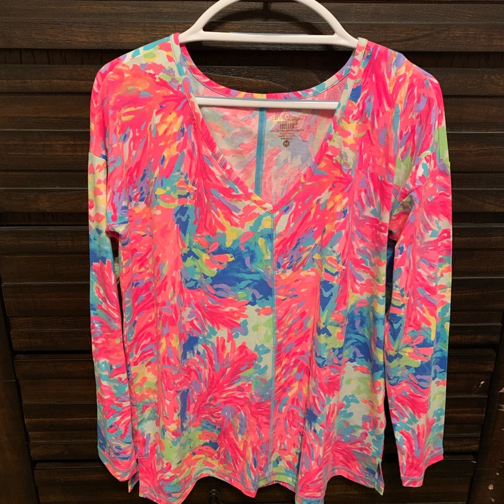 Lilly Pulitzer Luxletic UPF 30+ Treena Top in Multi Palm Beach Coral